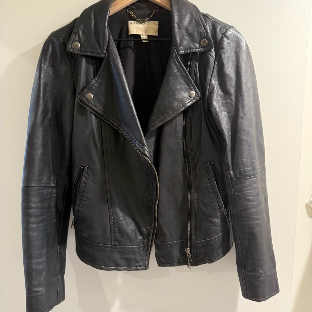 Muubaa Black Leather Biker Jacket